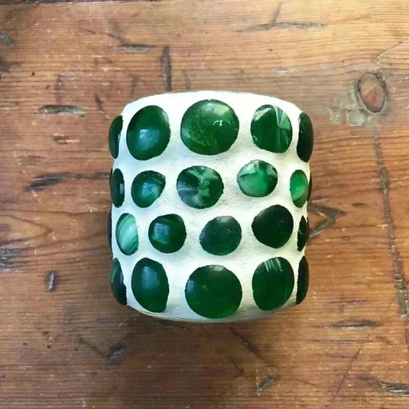 Mosaic Green Votive / Tea Light Candle Holder - Picture 2 of 4